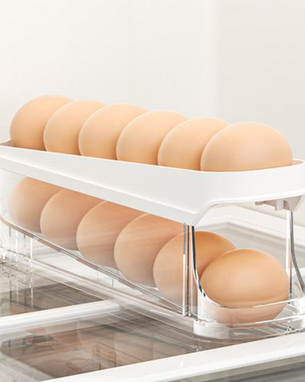 رف البيض المتدحرج ذو طبقتين