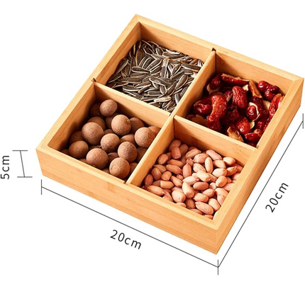 Wooden Dried Fruit Snacks Storage Box 4 Slots