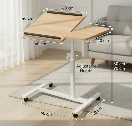 Rolling Laptop Desk with Wheels Adjustable