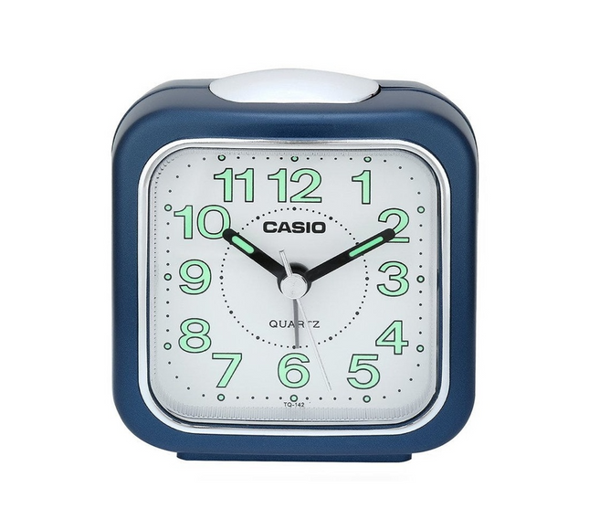 Casio Table Alarm Clock With Light Blue Tq142-2Df