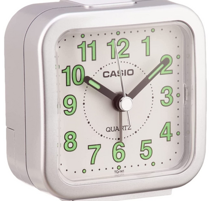Clock Alarm Table Analog, Silver, Casio Tq-141-8Df