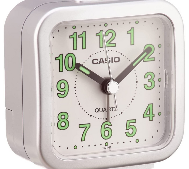 Clock Alarm Table Analog, Silver, Casio Tq-141-8Df