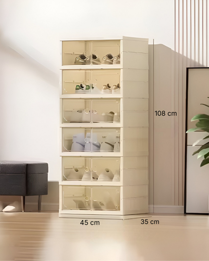 Telescopic Foldable Shoe Cabinet 2 Column 6 Layer