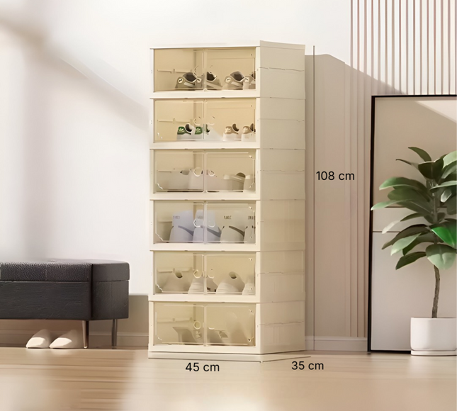 Telescopic Foldable Shoe Cabinet 2 Column 6 Layer