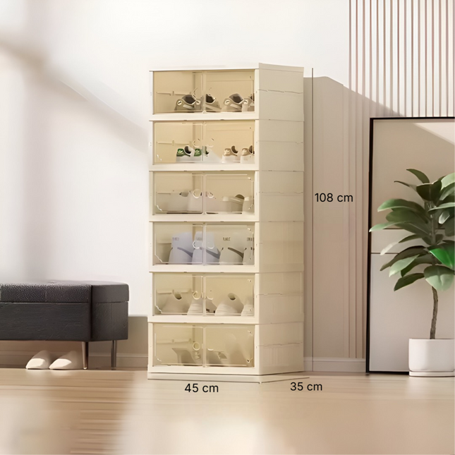 Telescopic Foldable Shoe Cabinet 2 Column 6 Layer