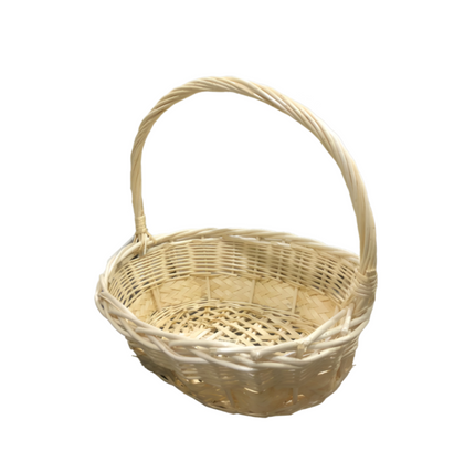 مجموعة سلة هدايا من الخيزران بيضاوية الشكل مكونة من قطعتين