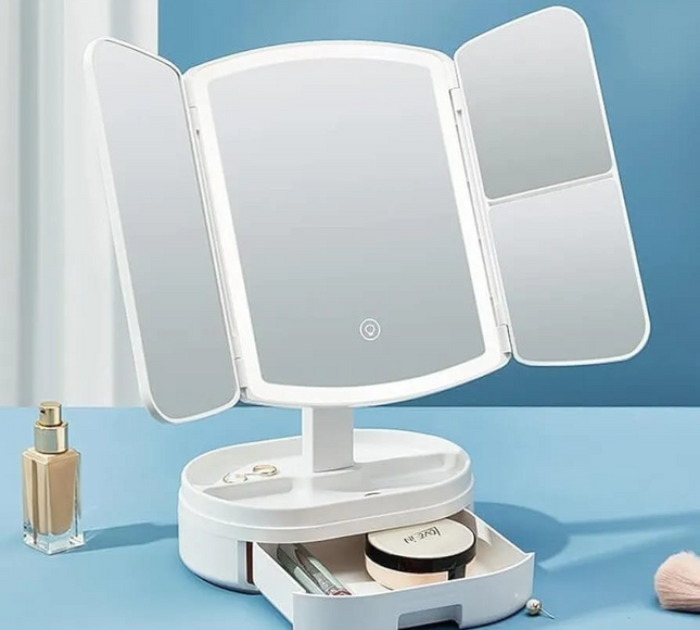 Lighted Makeup Vanity Mirror With Cosmetic Drawer