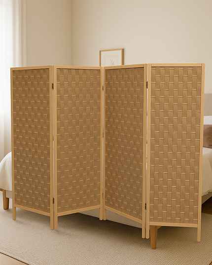 Foldable Privacy Room Divider Partition Wood