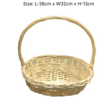 Gift Bamboo Hamper Basket Oval Shape With Handle
