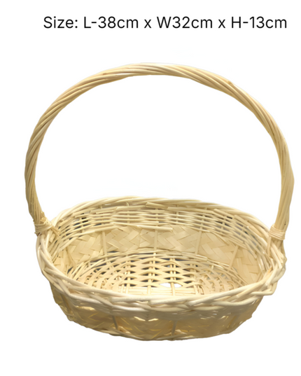 Gift Bamboo Hamper Basket Oval Shape With Handle