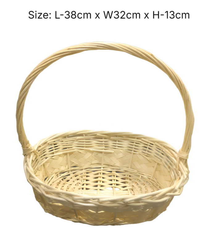 Gift Bamboo Hamper Basket Oval Shape With Handle