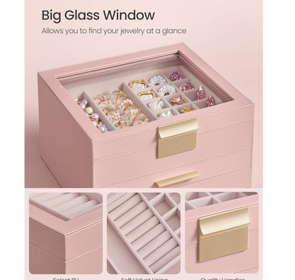 Jewelry Storage Box Organizer with 2 Drawers