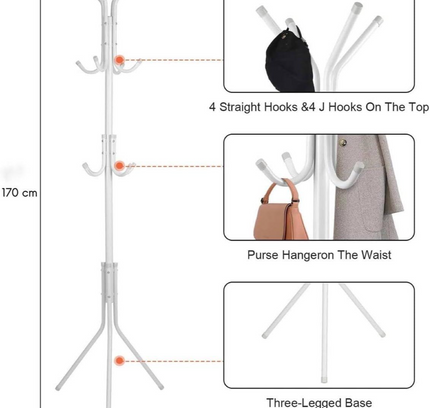 Metal Coat Rack 12 hooks
