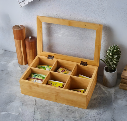 Bamboo Storage Box Tea Box 6 Slots
