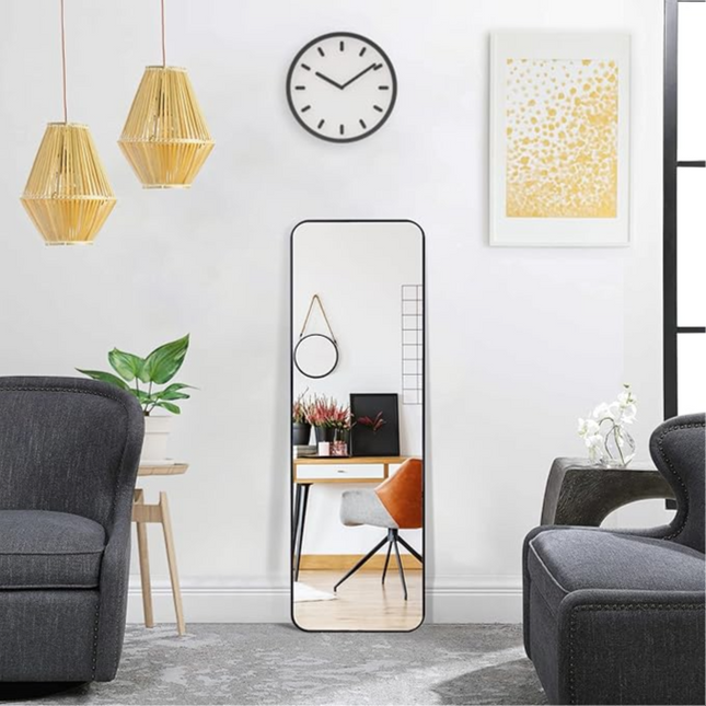 Rectangular Standing Mirror Black