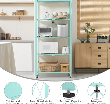 رف تخزين مطبخ قابل للطي مكون من 5 طبقات