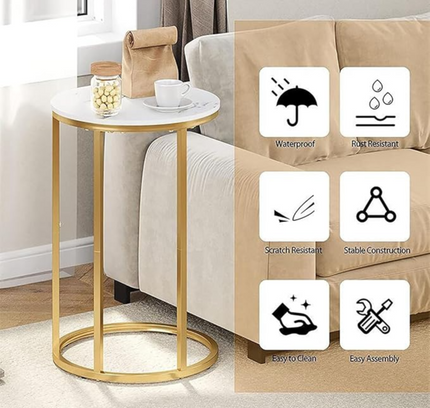Marble C Shaped Sofa Side Table