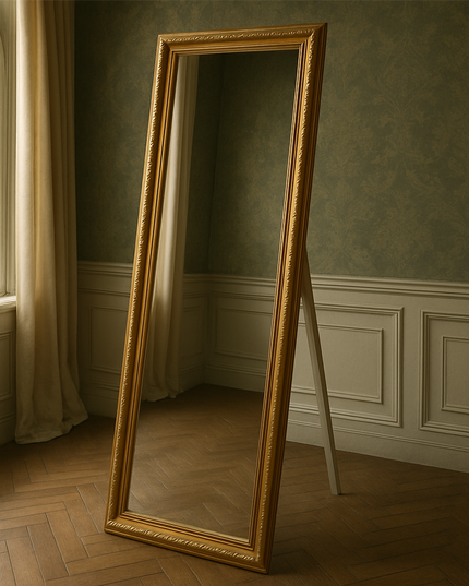 Rectanguler Stand Mirror Golden Frame