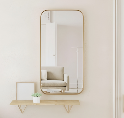 Wall Mounted Golden Frame Mirror Rectangle