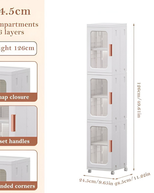 Multifunctional Narrow Storage Cabinet 3 Tier