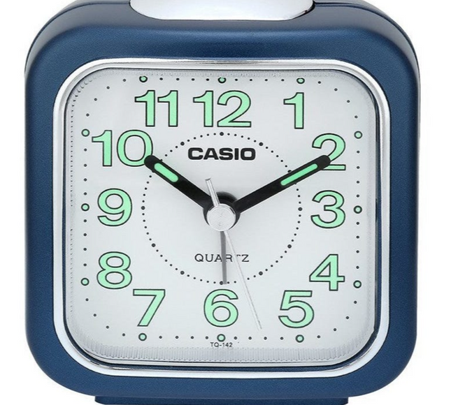 Casio Table Alarm Clock With Light Blue Tq142-2Df