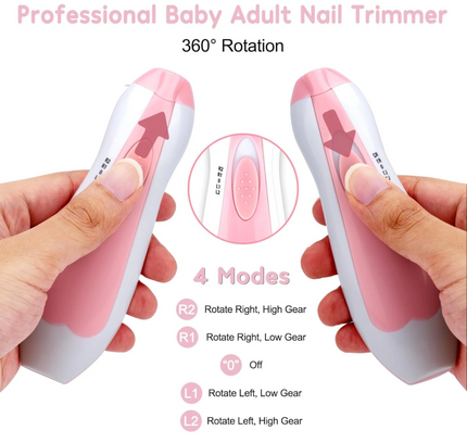 Electric Baby Nail Trimmer Set with 6 Grinding Heads