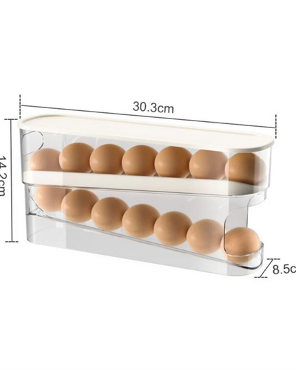 رف البيض المتدحرج ذو طبقتين