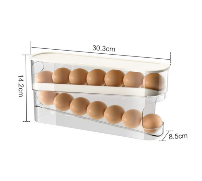 رف البيض المتدحرج ذو طبقتين
