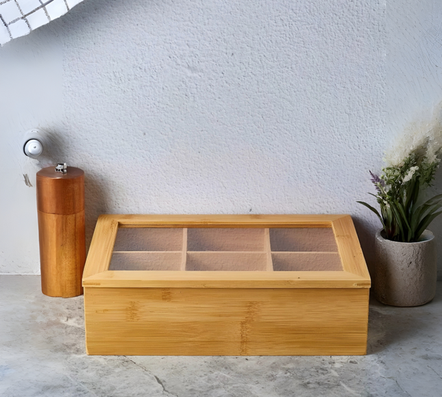 Bamboo Storage Box Tea Box 6 Slots