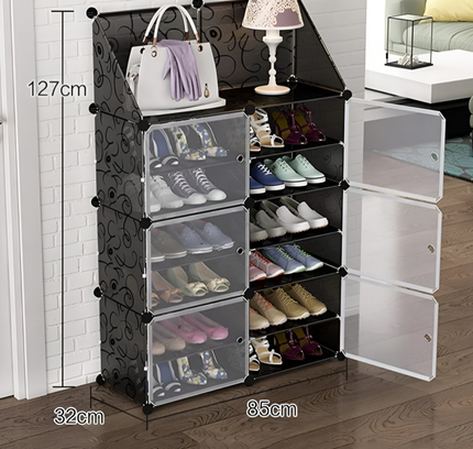 رف أحذية مكون من عمودين و7 طبقات و6 أبواب