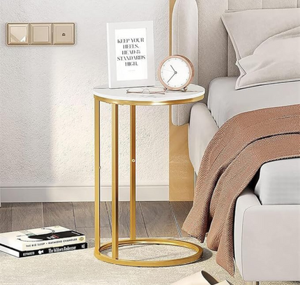 Marble C Shaped Sofa Side Table
