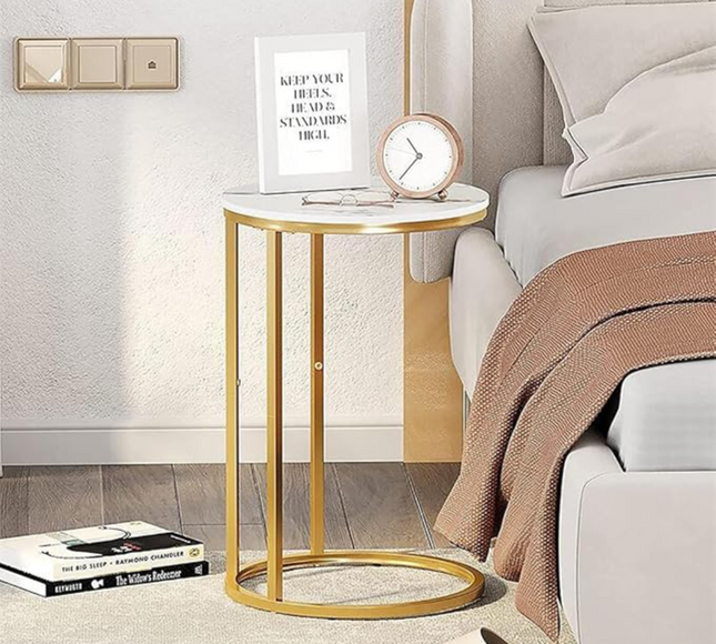Marble C Shaped Sofa Side Table