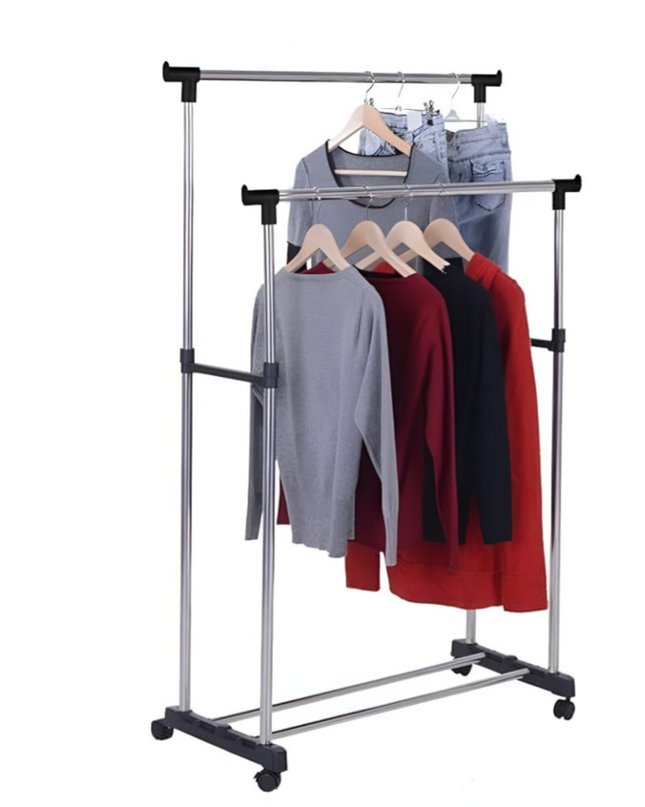Double Pole Telescopic Clothes Rack