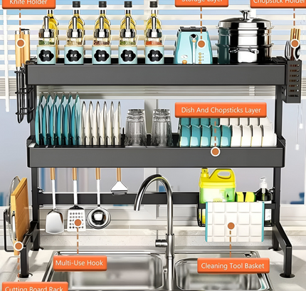 رف حوض المطبخ المزدوج