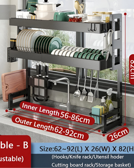 Kitchen Sink Rack Double Adjustable