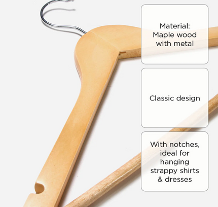 Wooden Cloth Hangers 3 Pcs Set