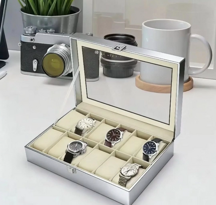 Watch Box Organizer Leather 12 Slots