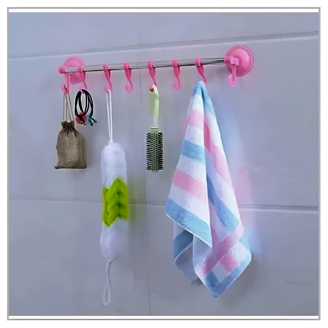 علاقة مناشف قابلة للتثبيت على الحائط مع 6 خطافات