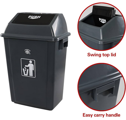 Plastic Dustbin With Push Lid, 40L