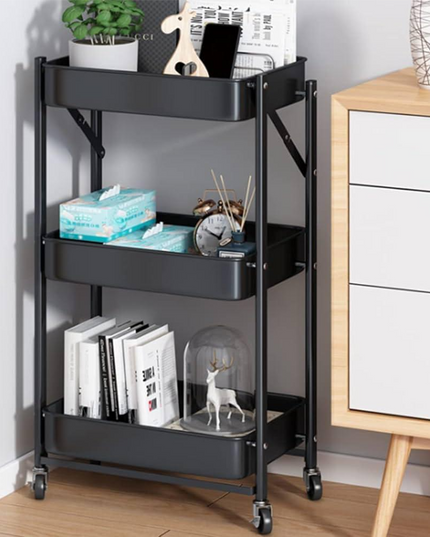 3 Tier Foldable Storage Trolley with Wheels