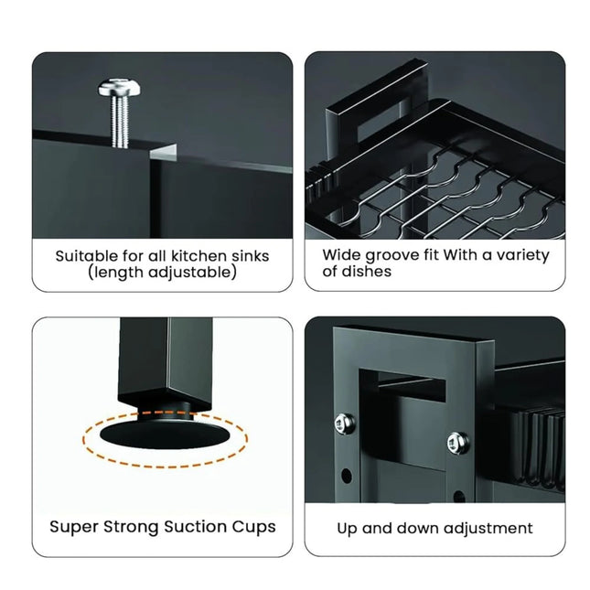 رف حوض المطبخ قابل للتعديل بشكل مزدوج