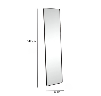 مرآة مستطيلة قائمة باللون الأسود