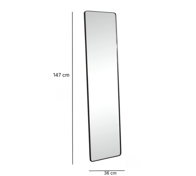 مرآة مستطيلة قائمة باللون الأسود