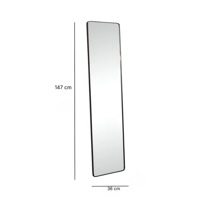 مرآة مستطيلة قائمة باللون الأسود