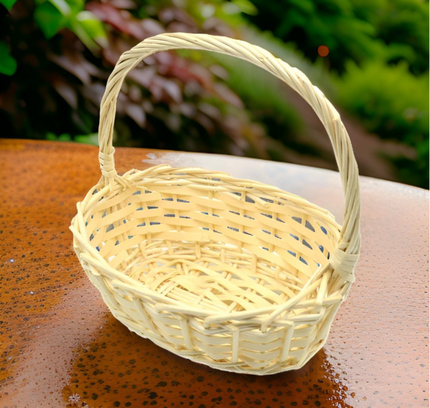 Gift Bamboo Hamper Basket Oval Shape With Handle
