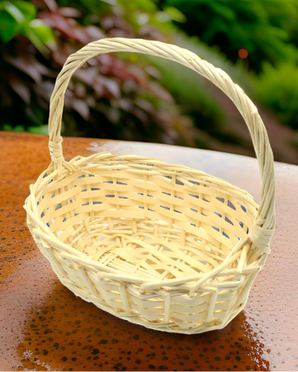 Gift Bamboo Hamper Basket Oval Shape With Handle