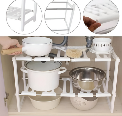 منظم رفوف المطبخ تحت الحوض قابل للتعديل