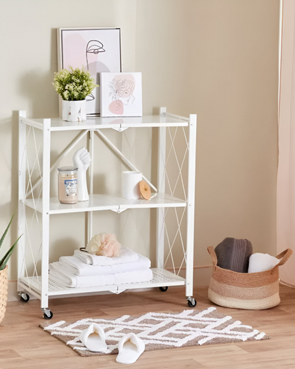 Foldable Kitchen Storage Rack 3 Layer White
