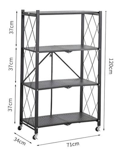 رف تخزين مطبخ قابل للطي مكون من 4 طبقات
