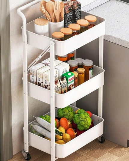 3 Tier Foldable Storage Trolley with Wheels